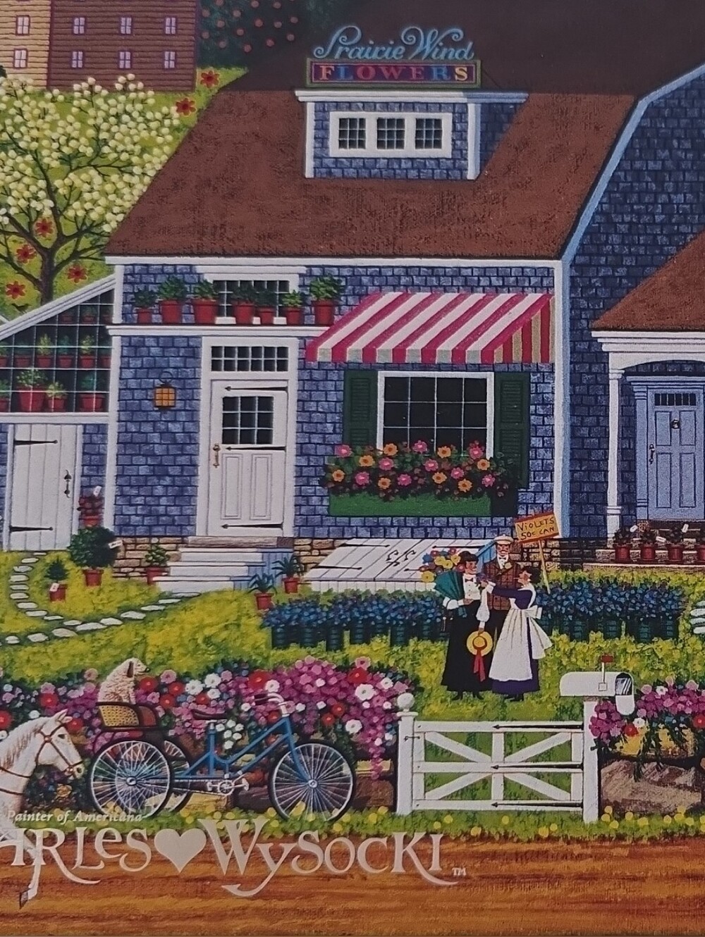 Charles Wysocki Blue Cottage Garden Art Puzzle 1000 Pieces Silver Select Edition